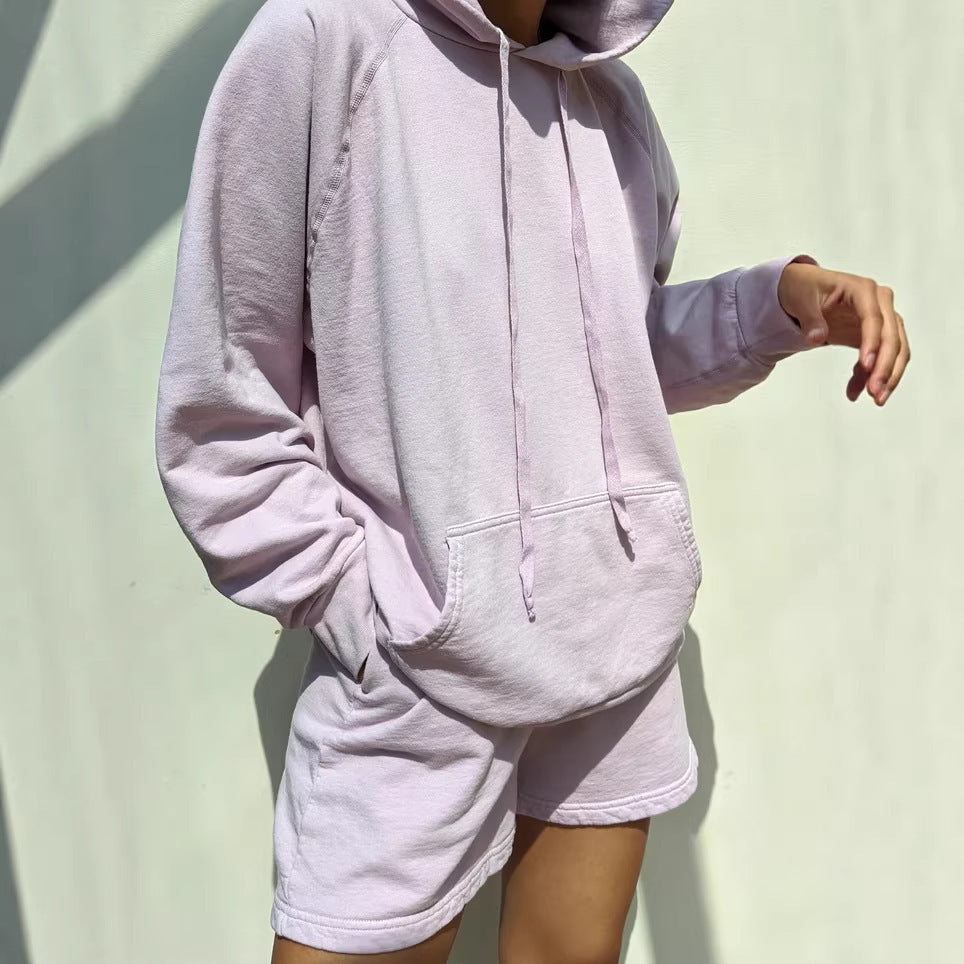 Damen gemütliches Hoodie und Shorts-Set Drune