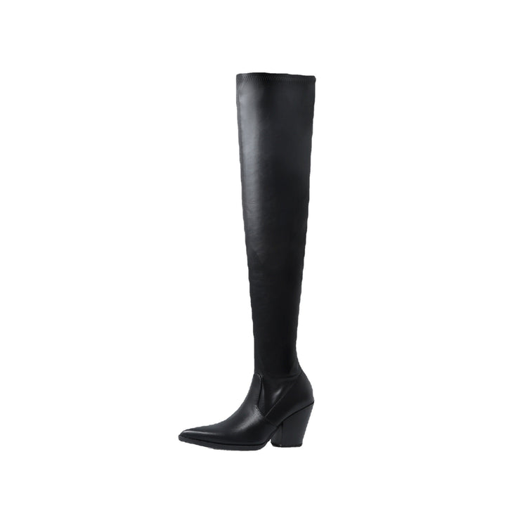 Damen High-Heel Overknee-Stiefel mit schickem Riemendesign Drune