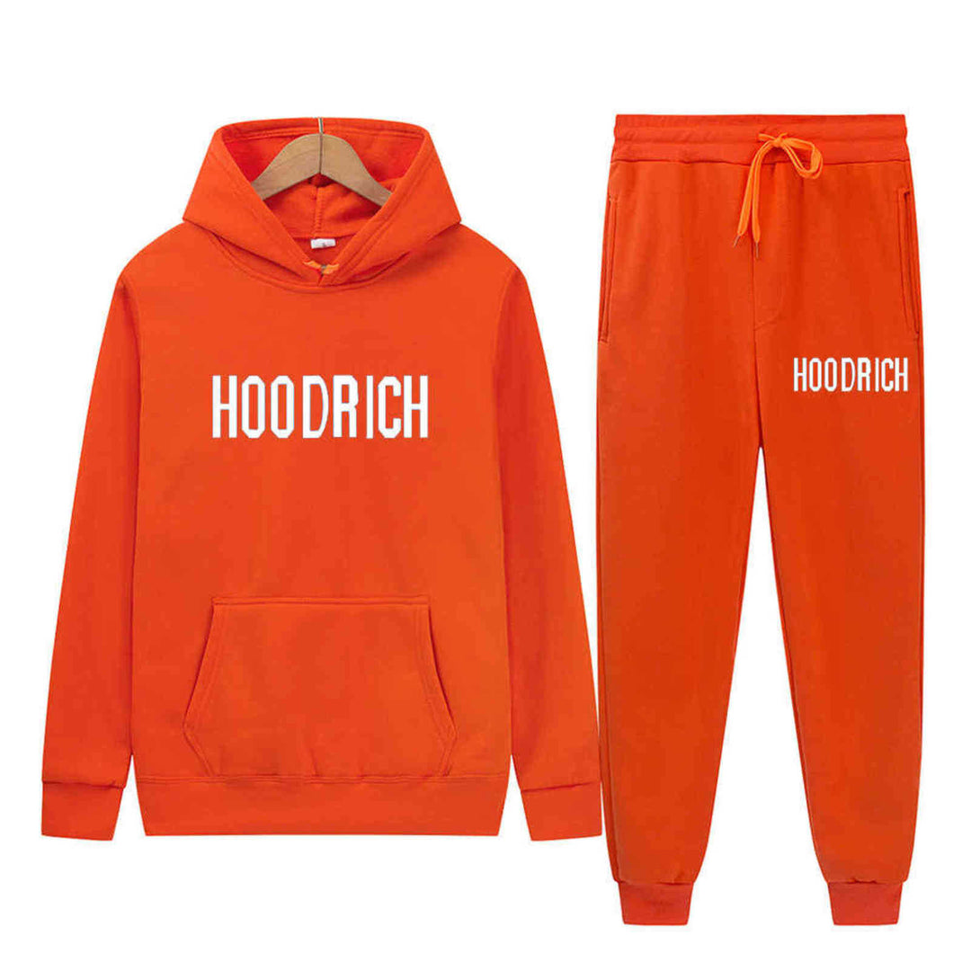 Damen Sportliches Hoodie- und Jogginghose-Set mit kontrastierendem Logo Drune