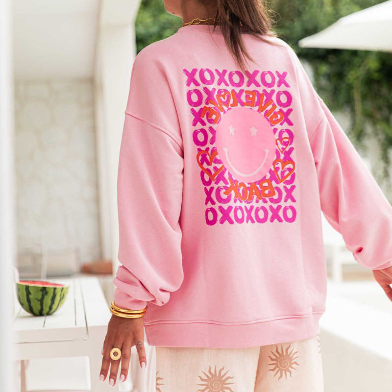Damen lässiges Sweatshirt mit kreativem Motiv und weit geschnittenen Ärmeln Drune