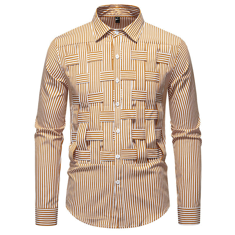 Herren elegantes Hemd mit strukturiertem Streifenmuster Drune