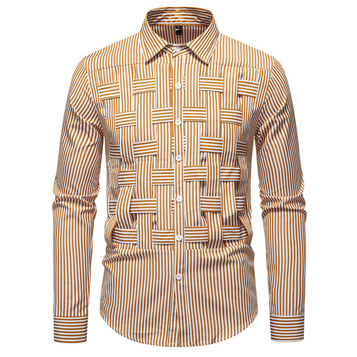 Herren elegantes Hemd mit strukturiertem Streifenmuster Drune