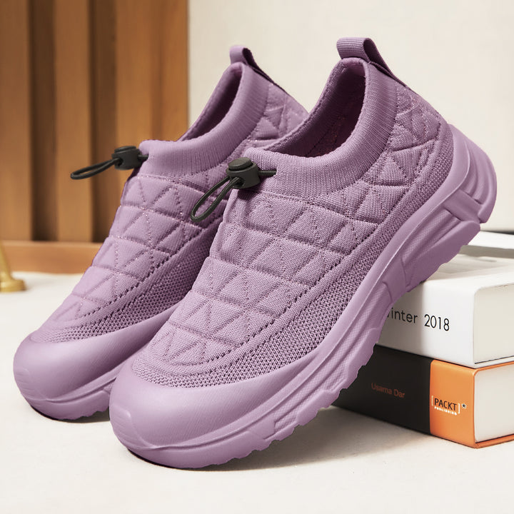 Damen nan gesteppter Slip-On Winterhalbschuh mit Quick-Lock Kordelzug, elastischem Schaft und rutschfester Profillaufsohle Drune