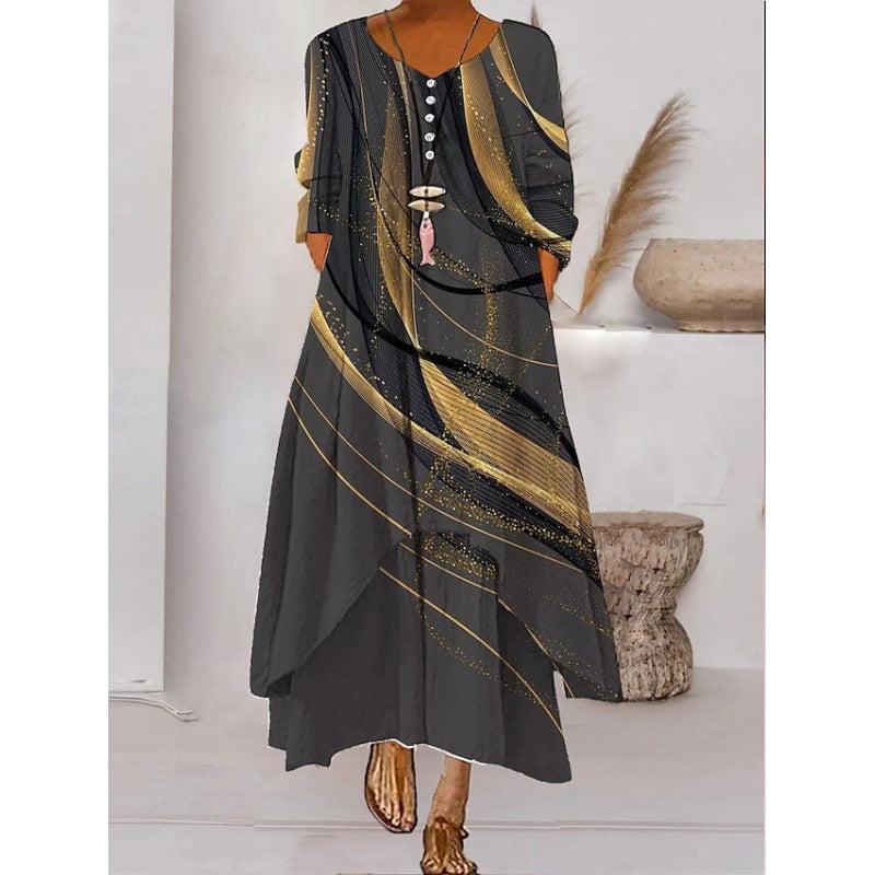 Drune | Maxikleid mit Langen Ärmeln und Knopfverschluss
