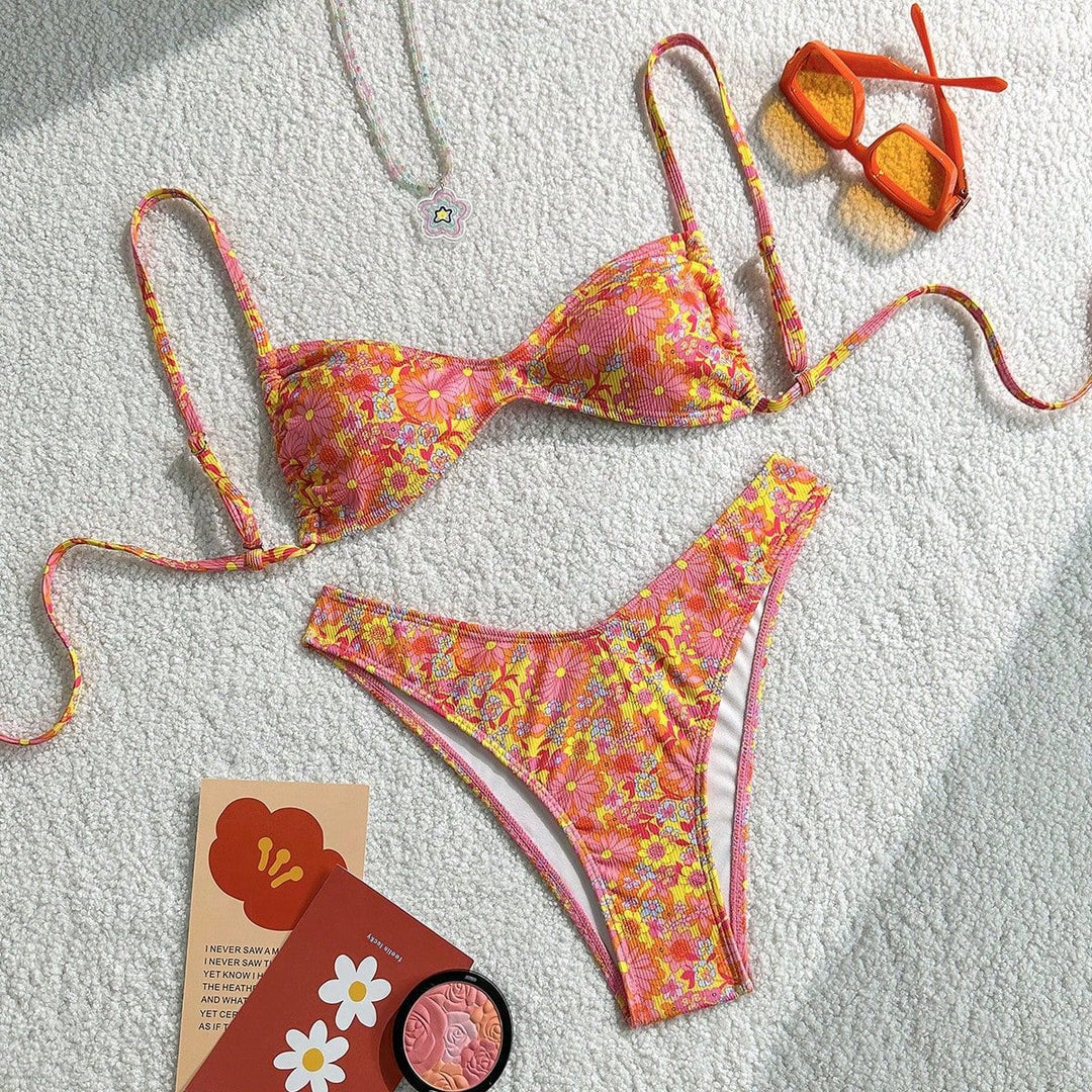 Damen Blumenmuster Bikini Drune