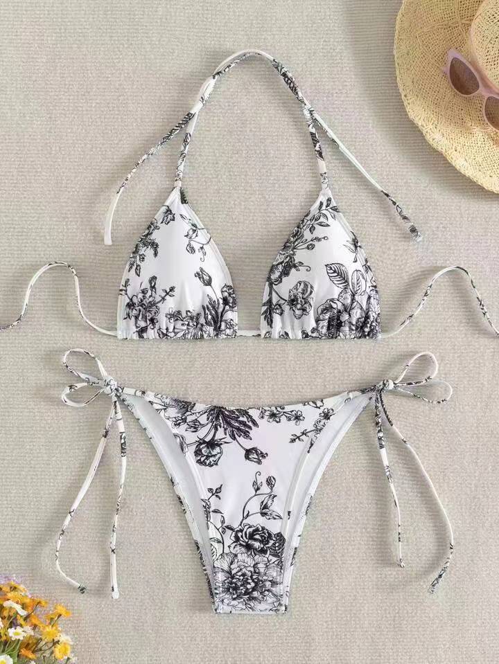 Damen Elegantes Triangel-Bikini-Set mit herausnehmbaren Polstern Drune