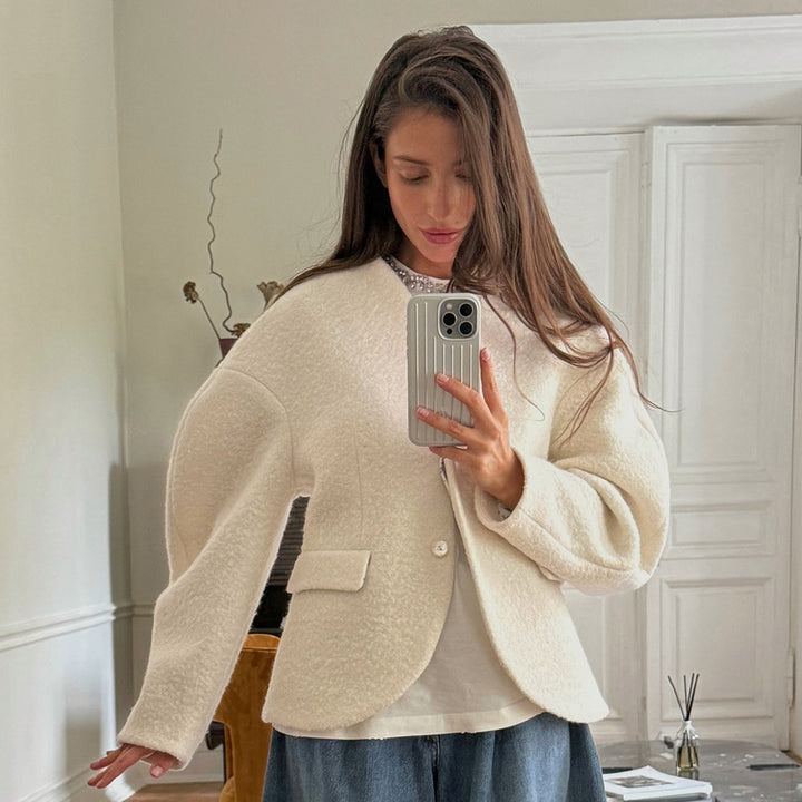 Damen Oversized Blazerjacke aus kuscheligem Material Drune