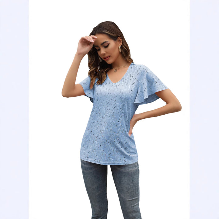 Damen stilvolle Bluse mit Schmetterlingsärmeln Drune