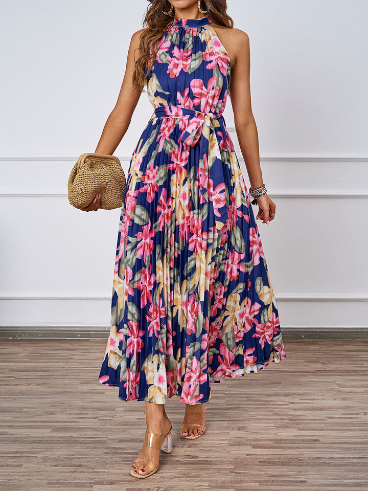 Damen Elegantes Maxikleid mit floralem Design und gerafftem Oberteil Drune