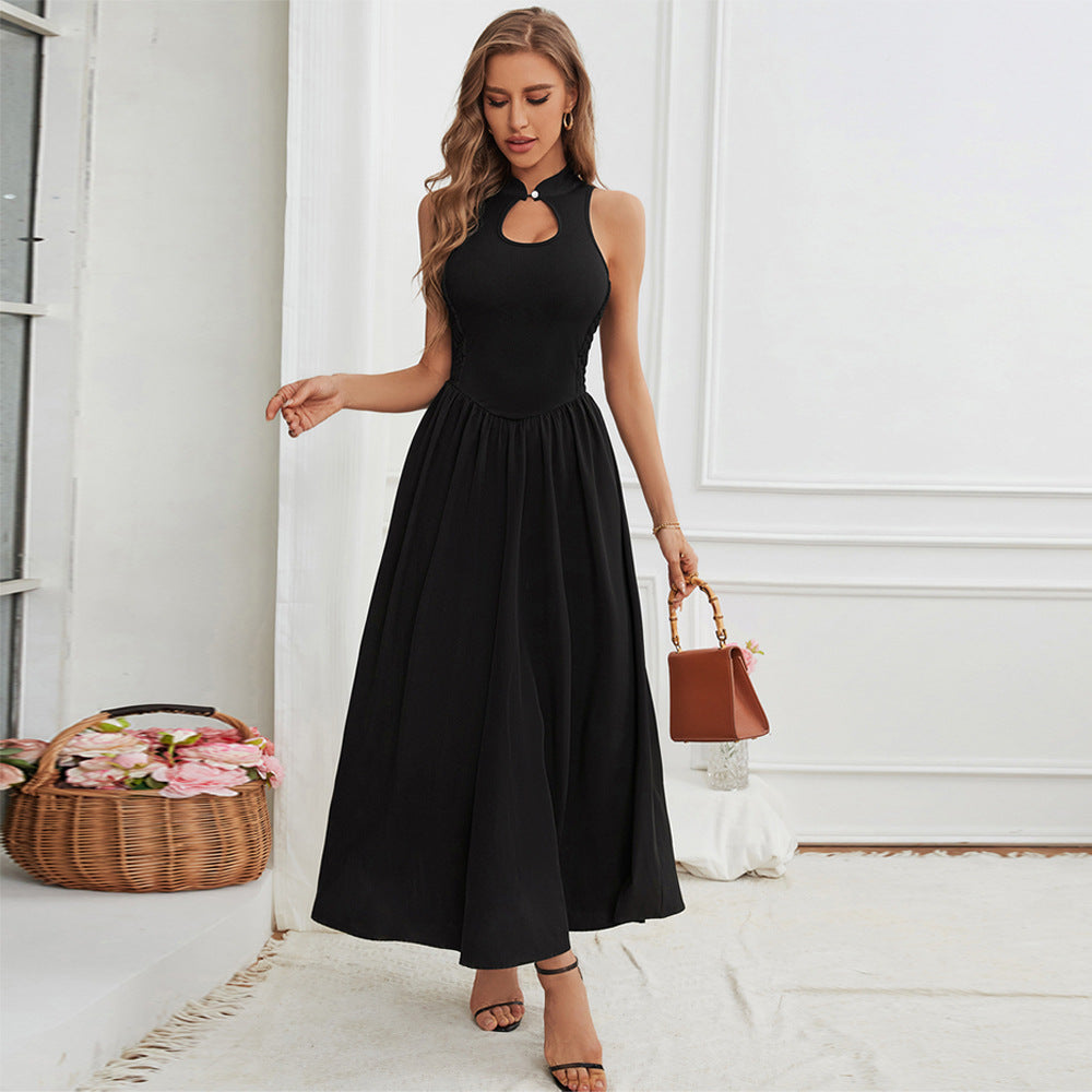 Damen Maxikleid mit schickem Schlüssel-Ausschnitt und fließendem Rock Drune