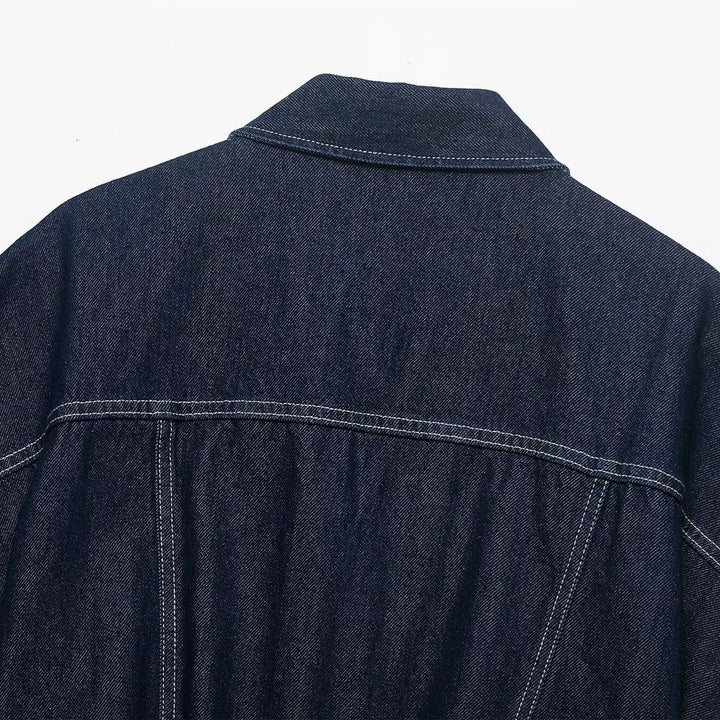 Damen Oversize Denim-Bluse mit praktischen Taschen und elastischem Saum Drune