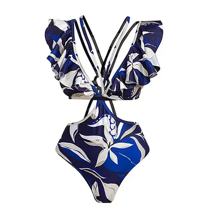Damen Bikiniset mit Puffärmeln und elegantem Wickelrock Drune