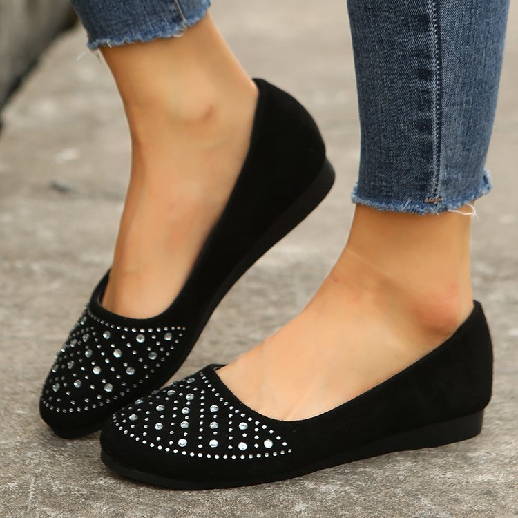 Damen Elegante Ballerinas mit funkelndem Strass-Detail und komfortabler Sohle Drune