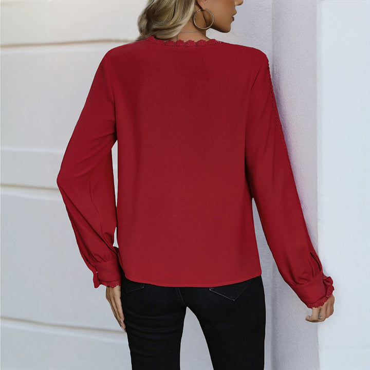 Damen elegante Bluse mit Rüschendetails und Knopfverschluss Drune