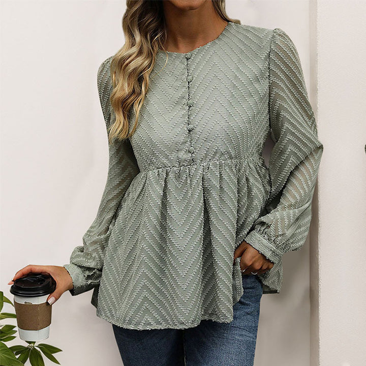 Damen Bluse mit Rüschendetails und elegantem Zickzackmuster Drune