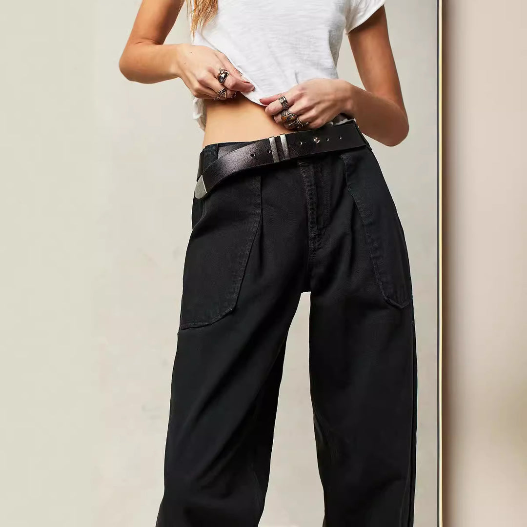 Damen weite Cargo-Jeans mit einzigartigen Taschen und lässigem Schnitt Drune