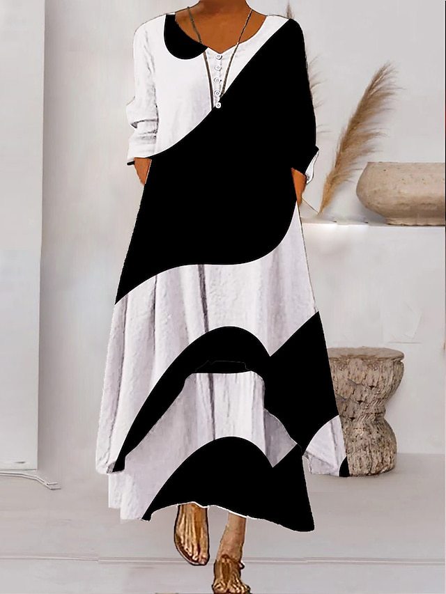 Drune | Maxikleid mit Langen Ärmeln und Knopfverschluss