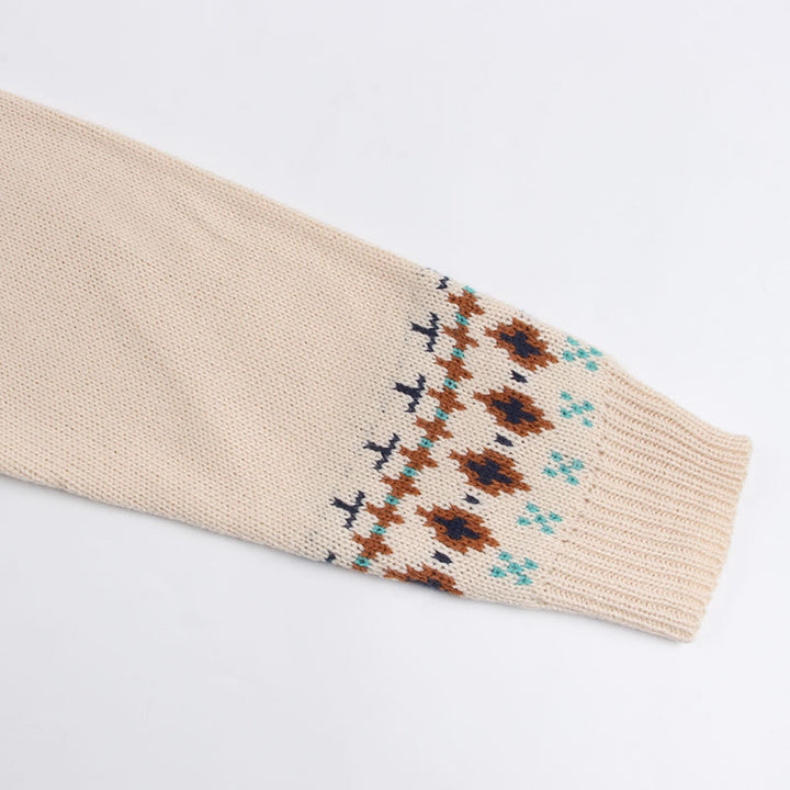 Damen Strickpullover mit buntem Norwegermuster Drune