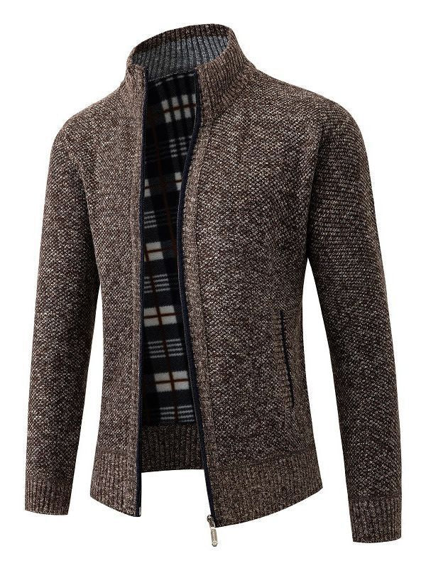 Herren modische Strickjacke mit innovativer Struktur und warmem Futter Drune