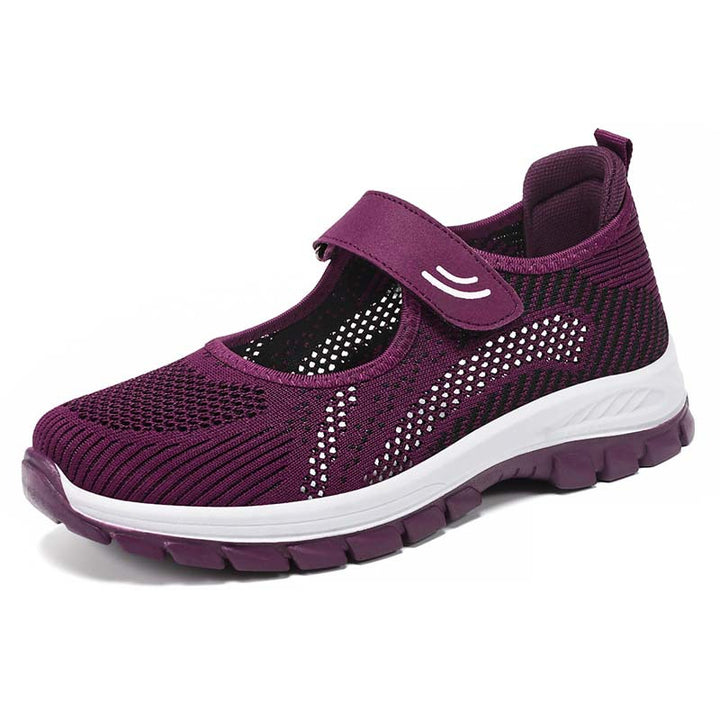 Damen Sportliche Slip-On Sneaker mit verstellbarem Riemen und atmungsaktiver Obermaterialstruktur Drune