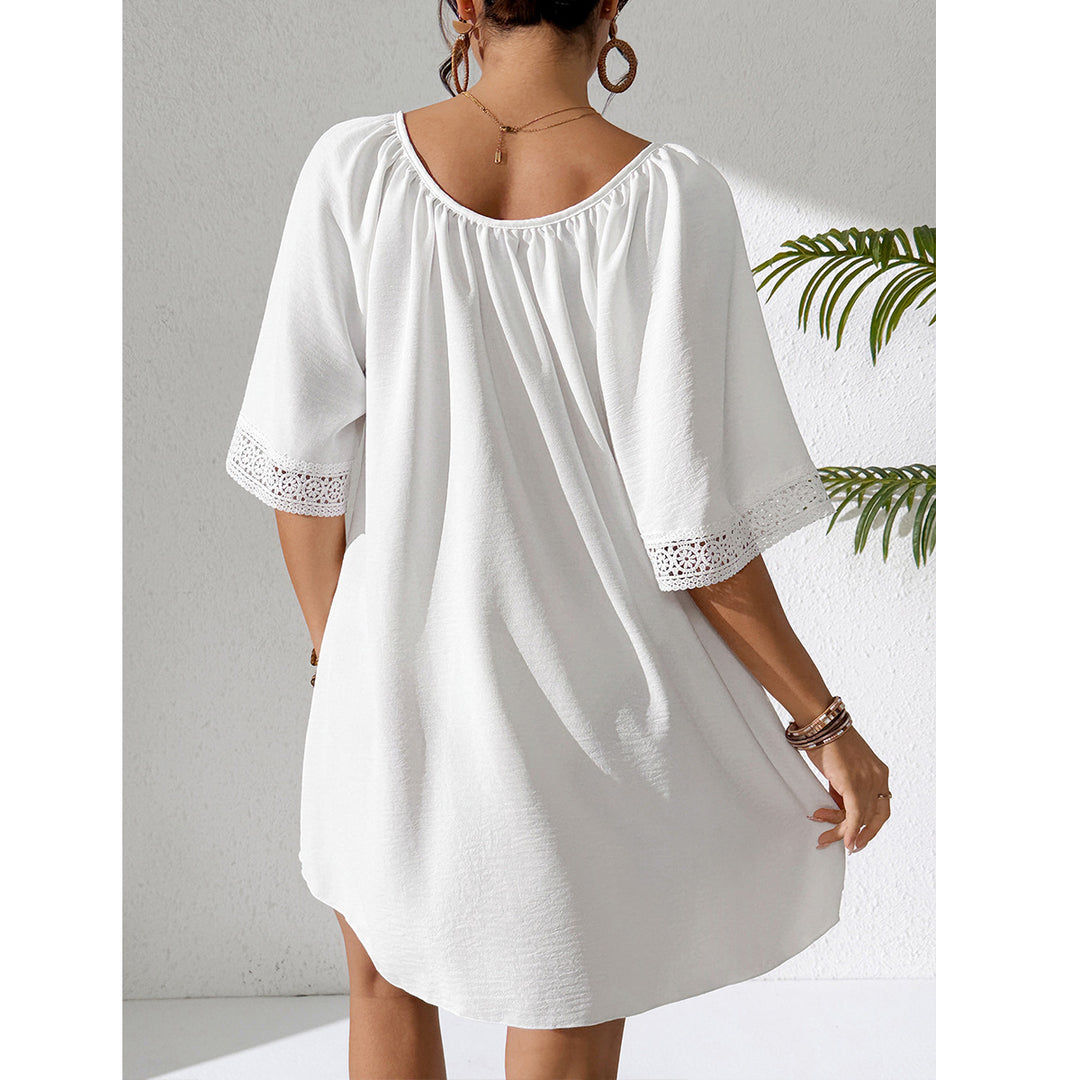 Damen luftiges Strandkleid mit verzierten Ärmeln Drune