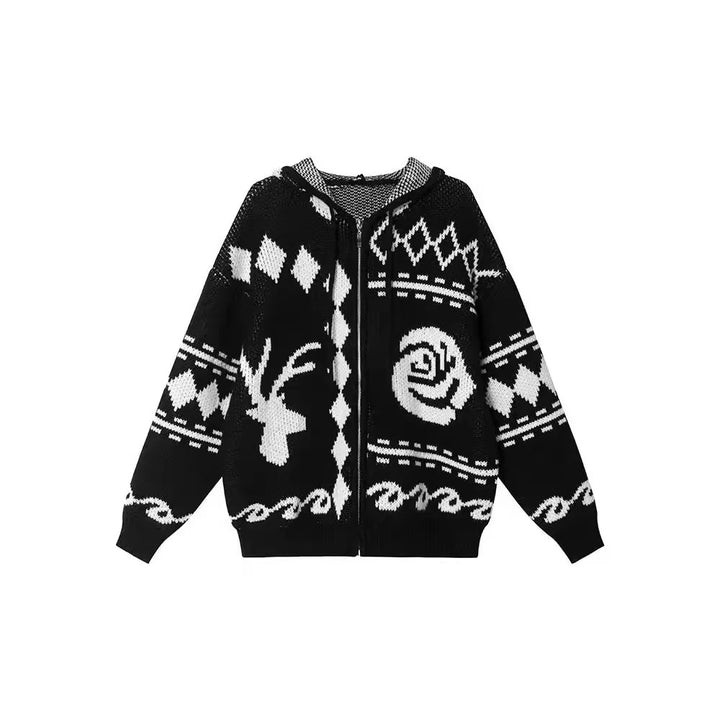 Damen Grobstrickjacke mit auffälligem Muster und gemütlichem Schnitt Drune