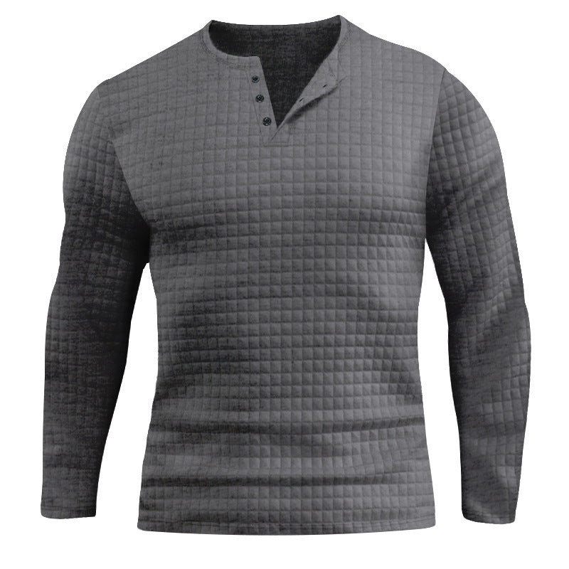 Herren Langarmshirt mit strukturiertem Design und modischem Knopfverschluss Drune