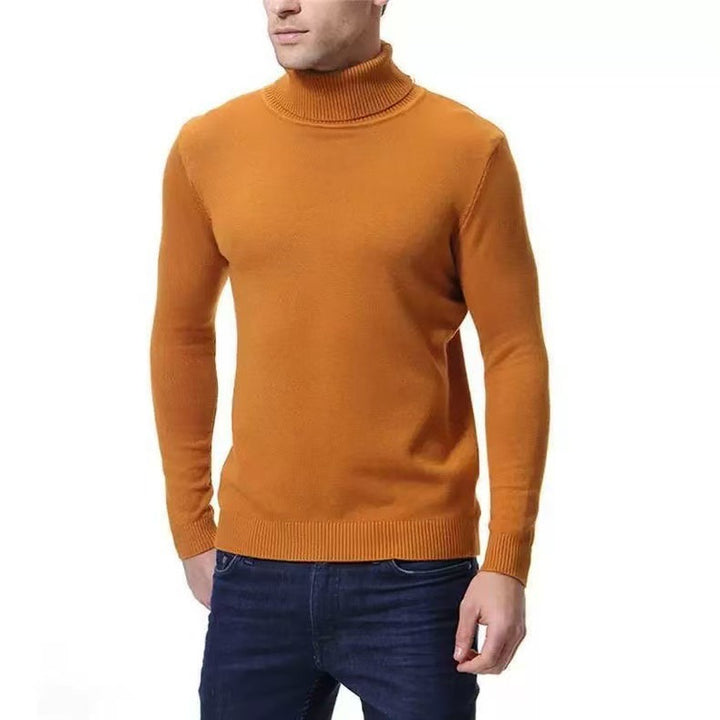 Herren nan schlanker Feinstrick-Rollkragenpullover aus Merino-Baumwollmix mit Rippenbündchen Drune