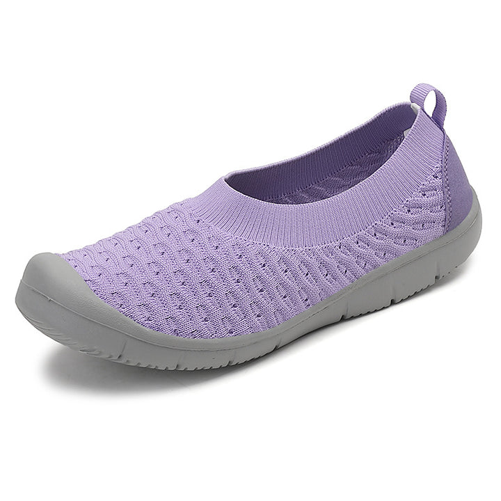 Damen nan atmungsaktiver Strick-Ballerina-Slipper mit verstärkter Zehenkappe elastischem Einstieg und flexibler Profilsohle Drune