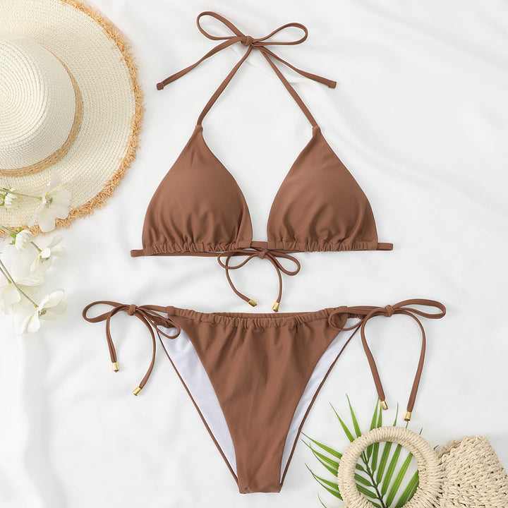 Damen Triangel-Bikini mit verstellbaren Bind Druneändern und raffinierten Details Drune