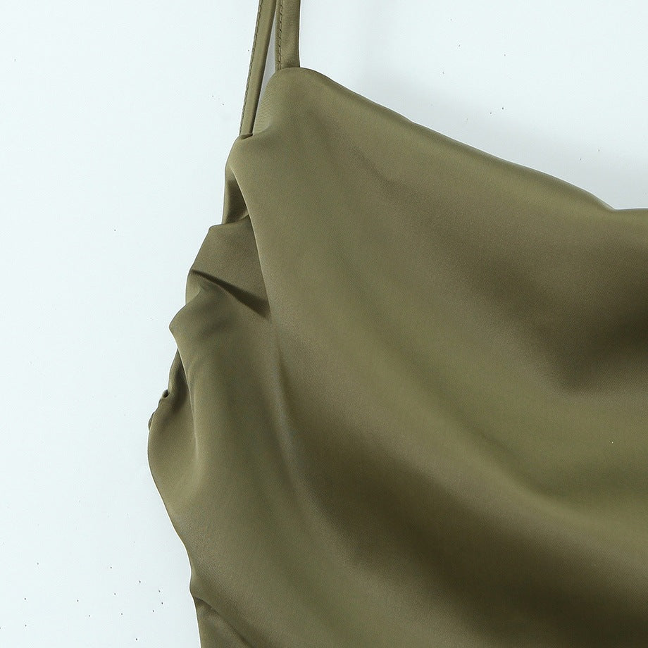 Damen Maxikleid mit elegantem Wasserfallausschnitt und schwingendem Rock Drune