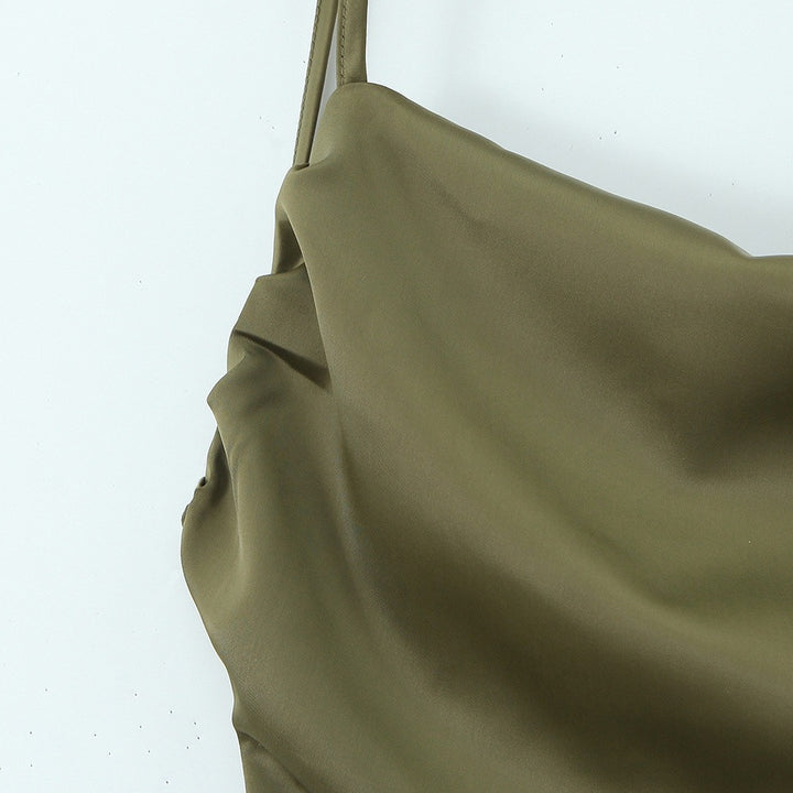 Damen Maxikleid mit elegantem Wasserfallausschnitt und schwingendem Rock Drune