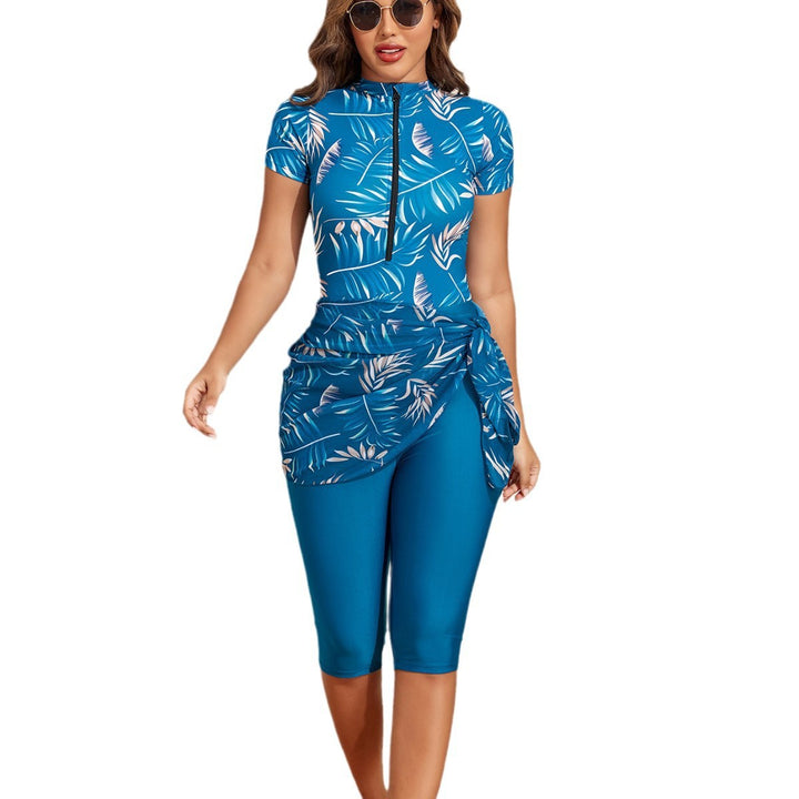 Damen Sportlicher Einteiler Badeanzug mit ergänzenden Leggings und Wickelrock Drune