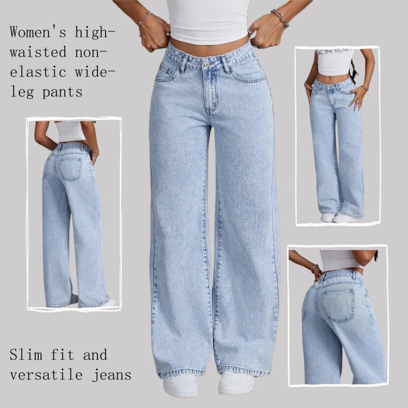 Damen weite Jeanshose im Vintage-Stil Drune