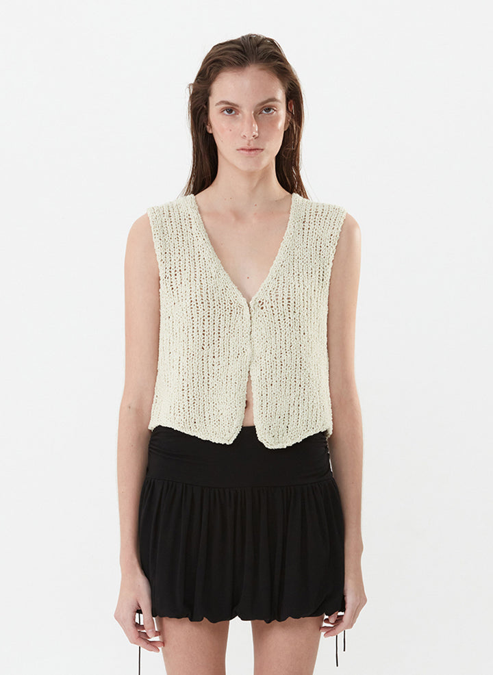 Damen luftiges Strickoberteil mit V-Ausschnitt und offener Front Drune
