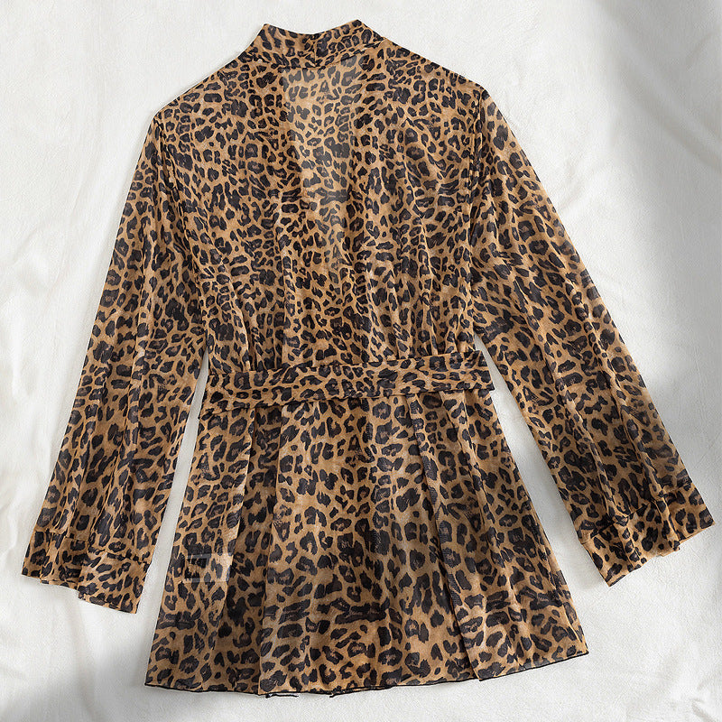 Damen luftiger Strandüberwurf mit trendy Leopardenprint Drune