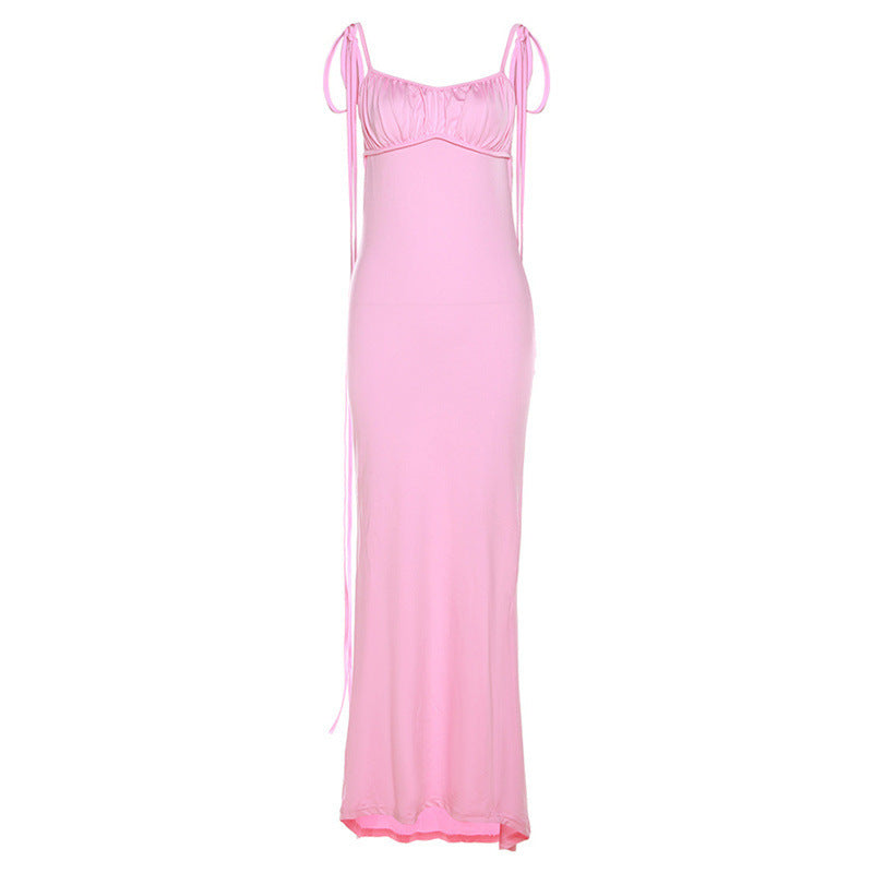 Damen Figurbetontes Maxikleid mit Raffung und Trägerdetails Drune