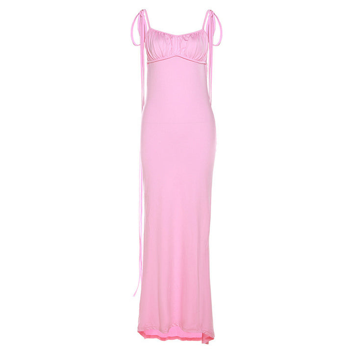 Damen Figurbetontes Maxikleid mit Raffung und Trägerdetails Drune