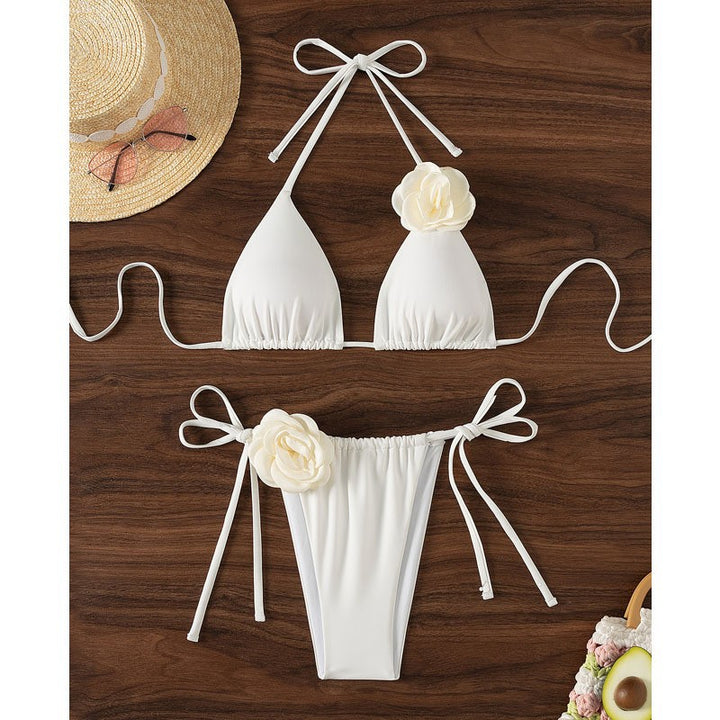 Damen Triangel-Bikini mit verspielten Blumenapplikationen Drune