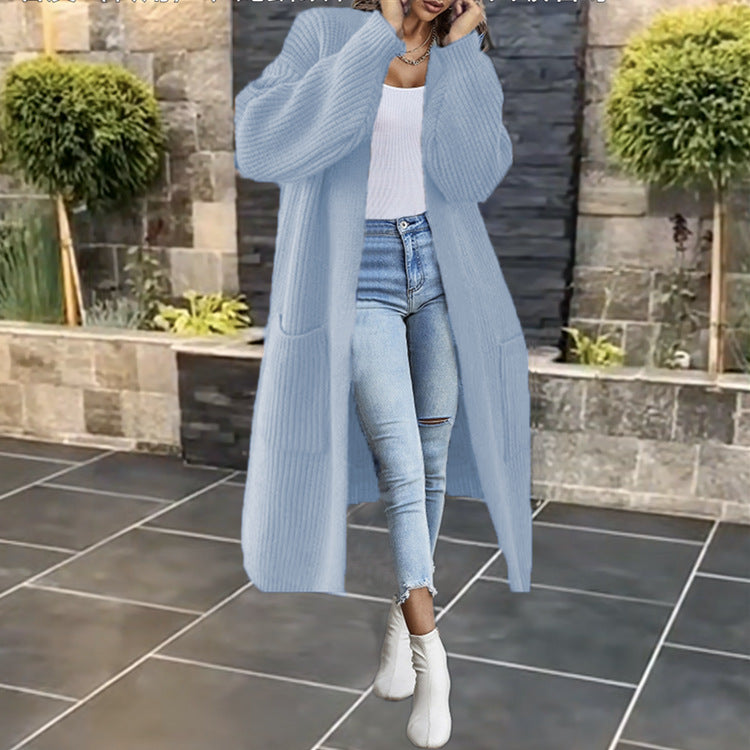 Damen Grobstrick-Cardigan mit Taschen und offenem Frontdesign Drune