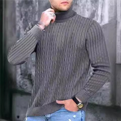 Herren Pullover mit hohem Kragen und strukturiertem Zopfmuster Drune