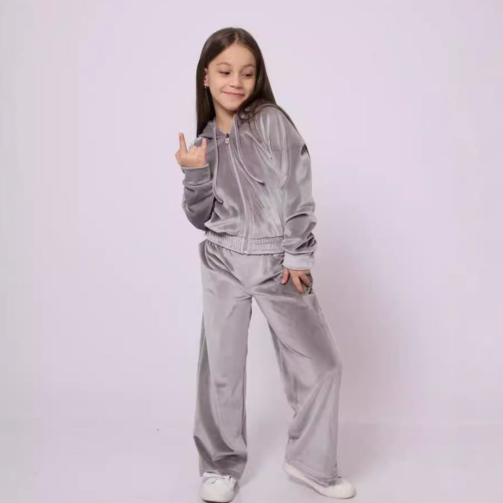 Damen Sportliches Fleece-Trainingsjacken-Set Drune