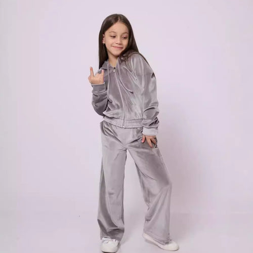 Damen Sportliches Fleece-Trainingsjacken-Set Drune