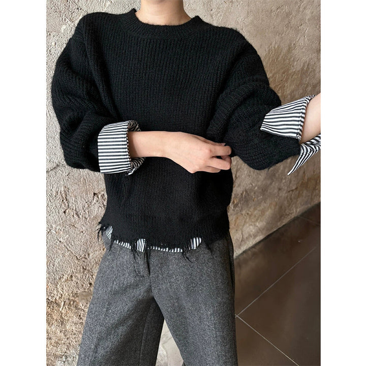 Damen lässiger Pullover mit modischem Fransen-Design und komfortabler Passform Drune
