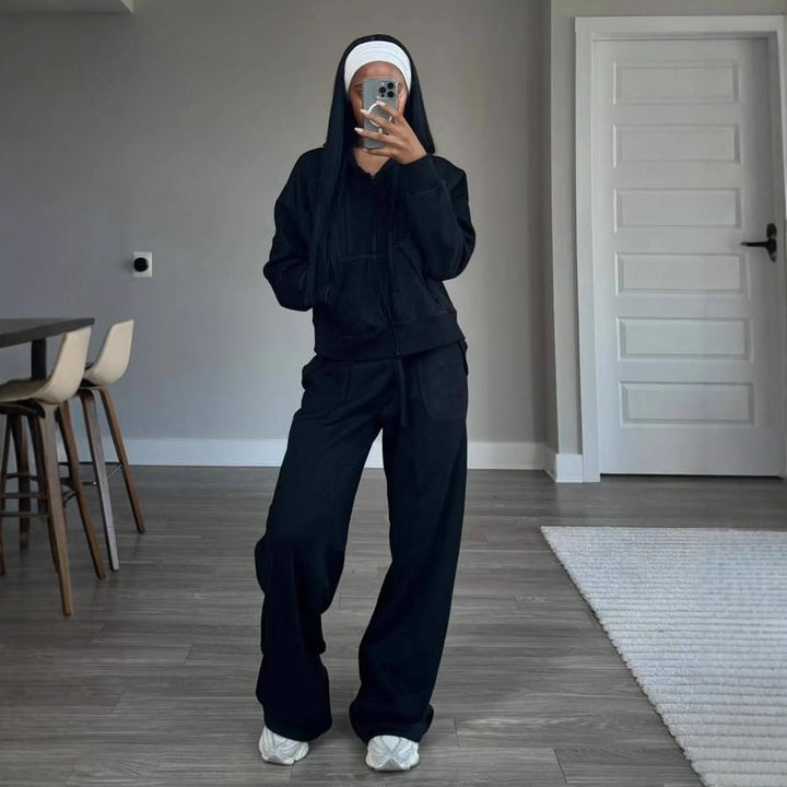 Damen lässiger Hoody- und Freizeithosen-Set Drune
