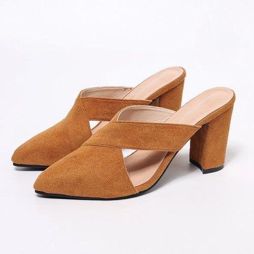 Damen Mules mit elegantem Kreuzband und komfortablem Blockabsatz Drune
