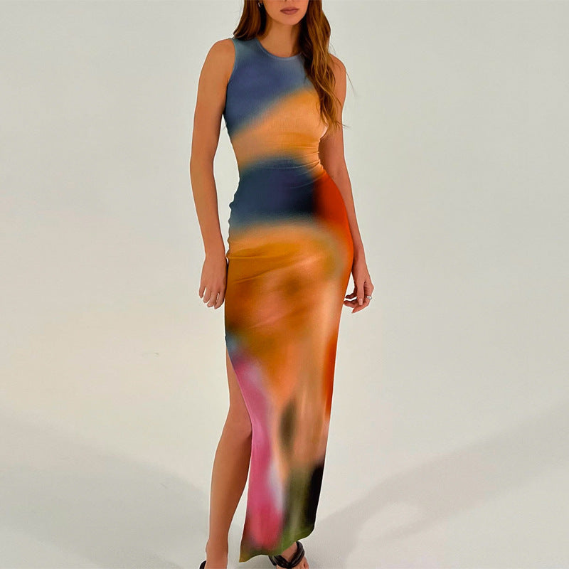 Damen Maxikleid im modernen Farbverlauf mit figurbetonter Passform Drune