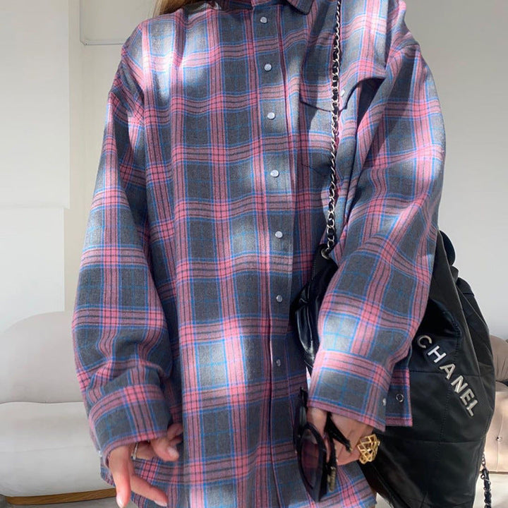 DamenOversized Karo-Hemdbluse Drune