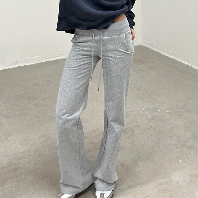 Damen Flared Sweatpants mit elastischem Bund und verstellbarem Kordelzug Drune