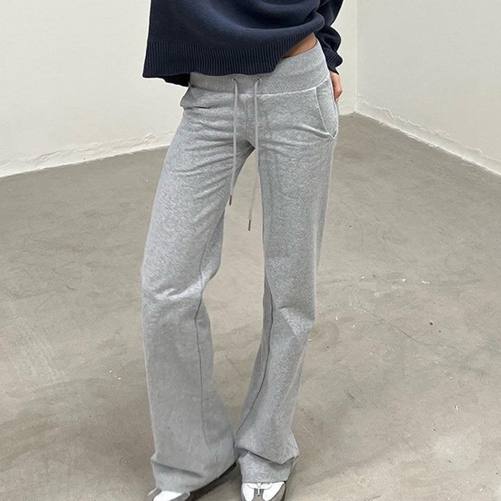 Damen Flared Sweatpants mit elastischem Bund und verstellbarem Kordelzug Drune